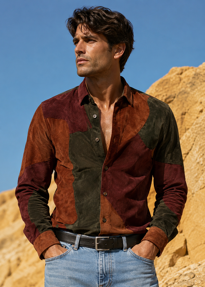 Man thin leather luxury shirt